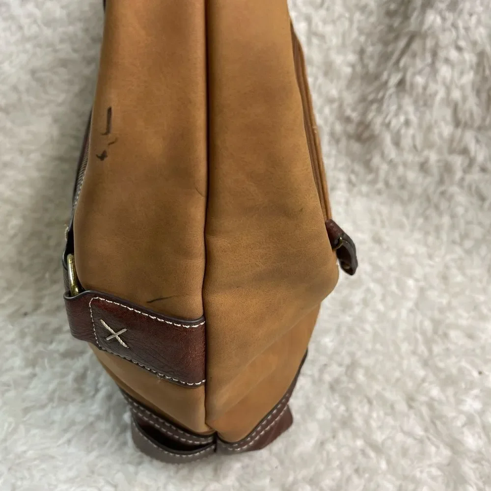 Concept Plattsburg Hobo two tone brown faux leather antique brass hardwares